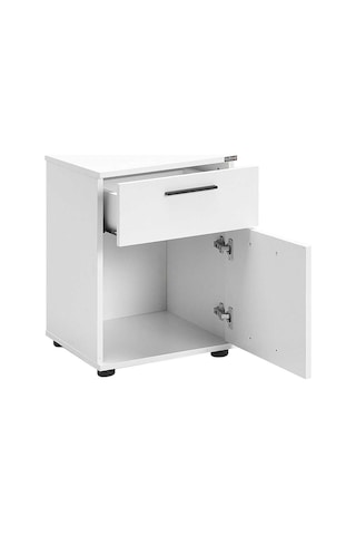 White Çekmeceli Kapaklı Komodin-mat Beyaz 40x57x41 Cm Gxyxd