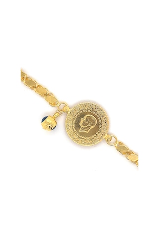 Zümrüt Sarraf 14 Ayar Pul Zincirli Çeyrek Altınlı Bileklik Sarı Altın