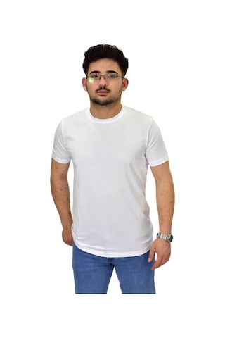 Raymons Erkek Büyük Beden Sıfıryaka Düz Likra Süprem Tişört 4385 Bgl-st04529 Beyaz