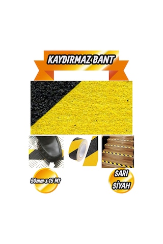 Kaydırmaz Zemin Bandı Sarı-siyah 50mmx15mt - Bant