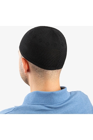 Soft Örgü Zirkon Namaz Takkesi Siyah