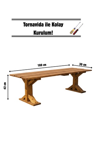 Masif Ahşap Bank Mutfak Bankı Bench 100cm 30cm Cevız Renk Kahverengi