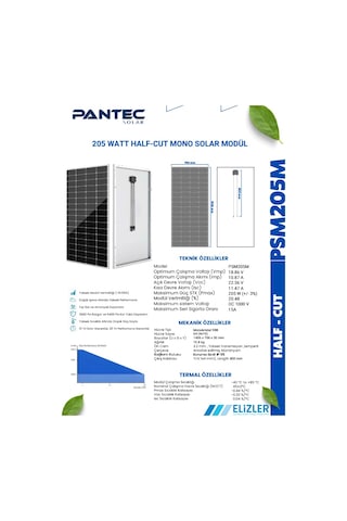 Pantec Solar Halfcut 205w Güneş Paneli
