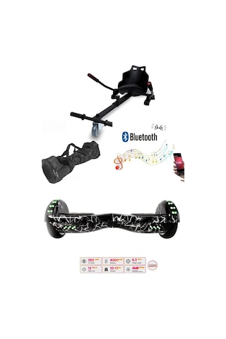 Elektrikli Kaykay Scooter Akıllı Denge Hoverboard + Hoverkart + Çanta Full Ledli Extrem Paket D02