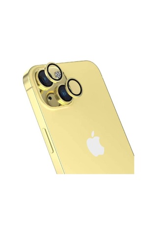 Apple Uyumlu iPhone 15 Zore Safir Cl-15 Parmak İzi Bırakmayan Anti-reflective Kamera Lens Koruyucu Sarı