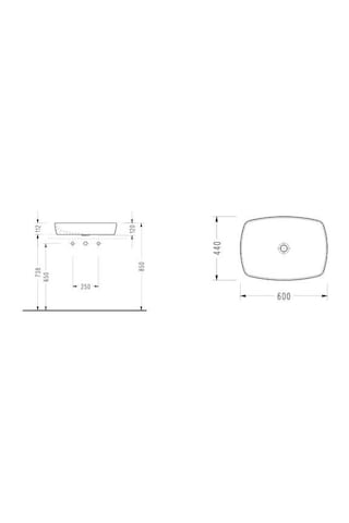 Serel Minimal 44 x 60 CM Tezgah Üstü Çanak Lavabo-Mat Beyaz 1633D x l010H