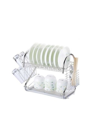 Dancemonkey 2 Katlı Mutfak Bulaşık Kurutma Rafı Gümüş , Gümüş Kaplama Gümüş