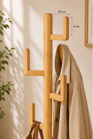 Robin Home Bambu Portmanto Askılık Modern Vestiyer Ayaklı Askılık Ahşap Elbise Askısı Bej