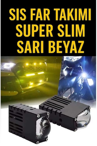 Super Slim Led Projektör Sarı Beyaz 40 W Motosiklet Sis Far Takım