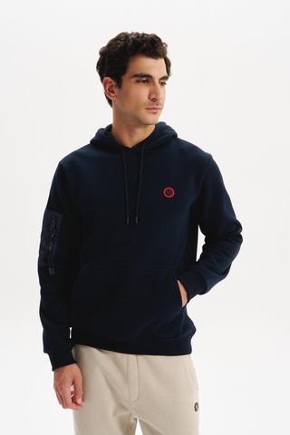 AR-MA Arma Erkek Regular Fit 3 İplik Şardonlu Kanguru Cepli Kapüşonlu Sweatshirt Pamuk Polyester Karışımı K30254629202 Lacivert