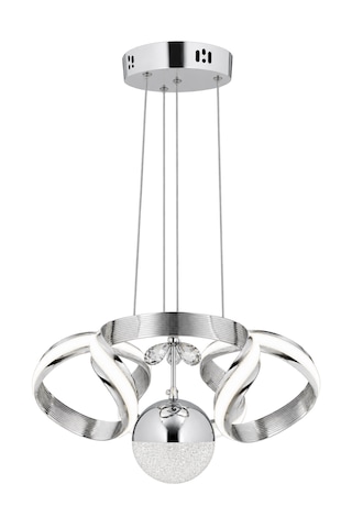 Çizgili Kasa Diana Power Led Avize Krom Modern Dekoratif Halka Tasarımlı Salon Ve Yemek Odası Aydınlatma 4216