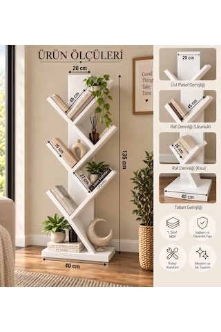 Çapraz Kitaplık - Beyaz Mdf