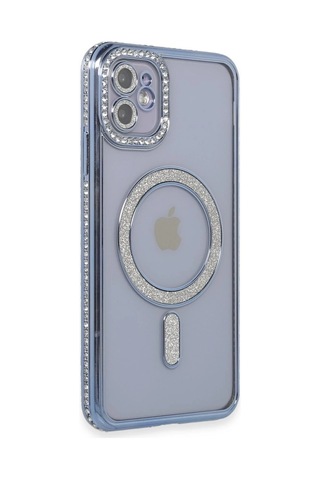 Mey İthalat Apple iPhone Uyumlu 11 - Kılıf Joke Simli Magneticsafe - Kılıf - Mavi Diğer