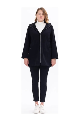 Gala-xi Kapüşonlu Büyük Beden Sırt Detaylı Siyah Kadın Kap 232111201004 Siyah