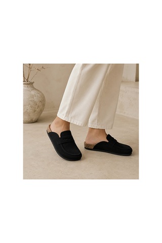Dad Wolf Dadwolf Naples Wrapped 1029675 Loafer Terlik Mantar Taban Hafif Kaymaz Rahat Arkası Açık Günlük Mako Siyah