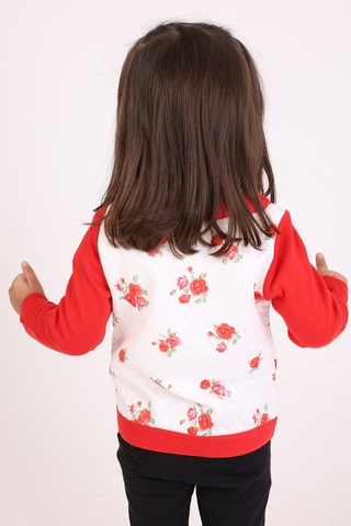 Toontoy Kids Toontoy Kız Bebek Hırka Çiçek Baskılı Kırmızı