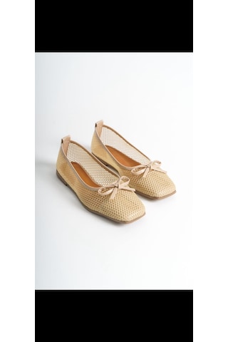 Meyoushoes File Fiyonklu Babet Bej 40 Beyaz