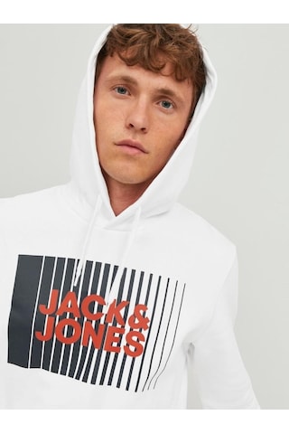 Jack & Jones Jjecorp Logo Sweat Hood Play Noos Beyaz 001