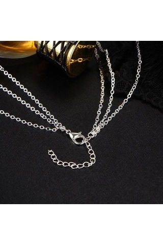 Basit 3 Katmanlı Kolye Küçük Nokta Zarif Metal Bar Kolye Kazak Zinciri Gümüş Çok Renkli