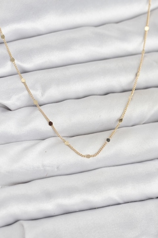 Tua Moda Cm 14k Gold Renk Ezme Pul Model 60 Cm Kadın Kolye Çok Renkli