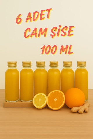 Rotanev 6 Adet Şeffaf Cam Shot Şişesi Sızdırmaz Gold Metal Kapaklı Kolonya Koku Süs Çok Amaçlı Şişe 100 ML