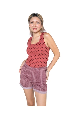 Akbeniz Kadın Kalın Askılı Şortlu Pijama Takım 3630 Bordo