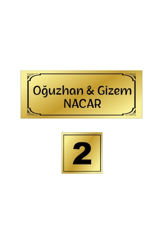 2'li Set Kapı Isimliği, Kapı Numaras Altın