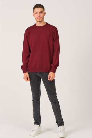 V0091 Dewberry Erkek Battal Oversıze Kazak-bordo Bordo