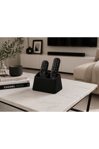 2 Bölmeli Tv Kumanda Düzenleyici Siyah Kumandalık Organizer Tv Sehpası Ve Orta Sehpa Kumanda Standı 16 X 8 X 9 Cm Koyu Siyah