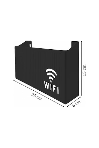 Duvara Asılabilir Wifi Vidalı Askı Yapışkanlı Modem Kutusu WiFi Router Rafı 25x15x6cm