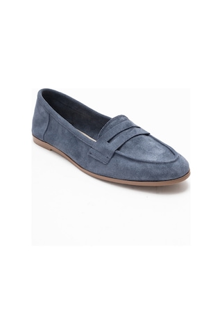 Luvishoes F02 Kot Süet Kadın Babet Mavi