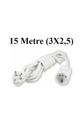 Topraklı Uzatma Seyyar Kablosu 15 Metre Tekli Priz 3x2,5 Mm Seyya