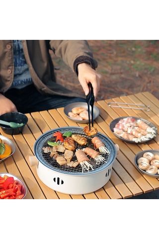 Maiyame Dışarıda Çalışır Çelik Mangal: Kamp, Çay Demleme, Barbekü İçin Taşınabilir Bölünür Beyaz Isıtıcı Beyaz