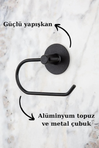 Multistore Yuvarlak Yapışkanlı Siyah Açık Tuvalet Kağıtlığı Wc Kağıtlık Tutucu Siyah