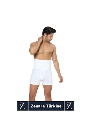 Gündelik Kaymaz Göbek Kalça Toparlayan Sıkılaştıran Bel Düzleştiren İncelten Erkek Duble Boxer Korse Beyaz