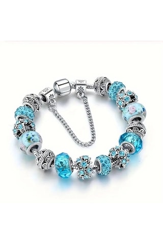Mavi Blue Zirkon Charmlı Bileklik