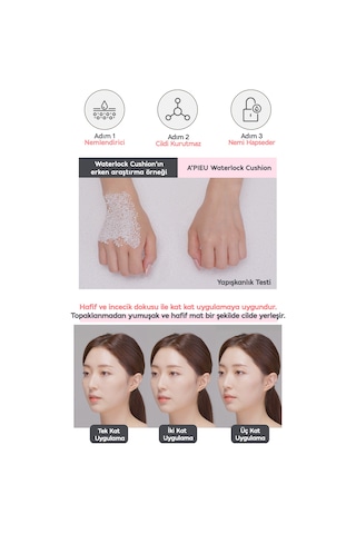 24 Saat Kalıcı Esans İçeren Nemlendirici Cushion A'pıeu Waterlock Cushion 21n Spf50+/pa++++ 21 43088978