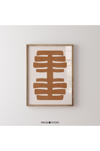 Fırça Darbesi Sanatı, Yanık Turuncu, Minimalist Poster, Büyük Soyut
