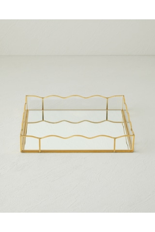 English Home Mensa Cam Dekoratif Tepsi 23,8x23x3,8 Cm Gold