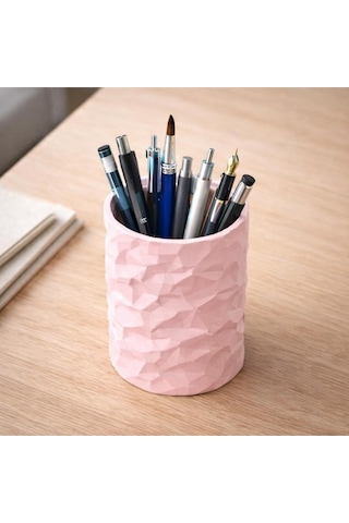 Dokulu 3d Yazıcı Üretimi Dekoratif Masa Üstü Kalemlik Ve Organizer