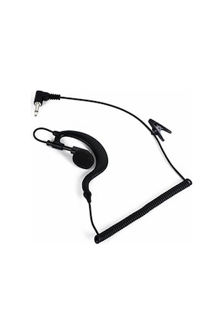 Geeroyoo 3.5mm Tek Kulaklı Radyo Kulaklığı - Esnek Kıvrık Kablolu, Kolye Klipsli, Güvenli Uyumlu, Dışarıdaki İletişim İçin Siyah