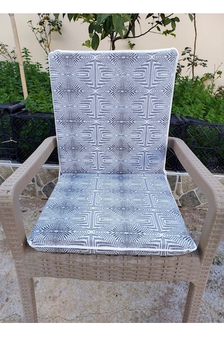 6 Adet Komutan Sandalye Minderi, Extra Kalın - Siyah Beyaz Siyah - Beyaz