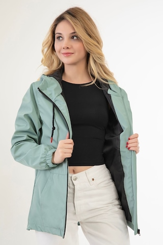 Riverstorm Kadın Mint Yeşil Kapüşonlu Su Geçirmez Ve Rüzgara Dayanıklı İçi Astarlı Cepli Yağmurluk - Rüzgarlık Mint Yeşil Mint Yeşili