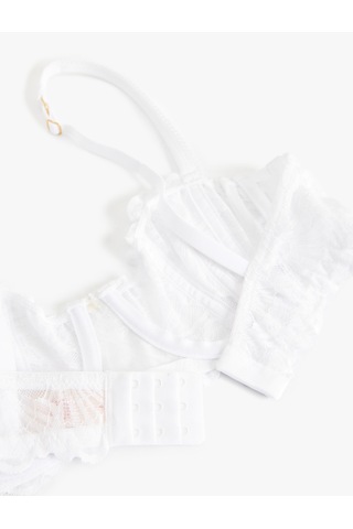 Koton Yarı Transparan Dolgusuz Balenli Dantelli Sütyen Beyaz 5slk10262mk