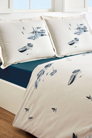 Rowboat -çarşafı Lastikli- Tek Kişilik Nevresim Takımı %100 Pamuk Krem