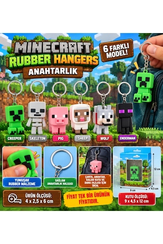 Minecraft Rubber Hangers Anahtarlık Adet Fiyatıdır Gri