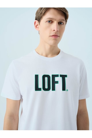 Loft Regular Fit Beyaz-yeşil Erkek T-shirt Lf2040075 Beyaz - Yeşil