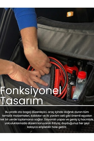 Araç Bagaj Düzenleyici Organizer Deri Kaymaz Cırt Bantlı Geniş Hacimli Çanta,su Geçirmez A6