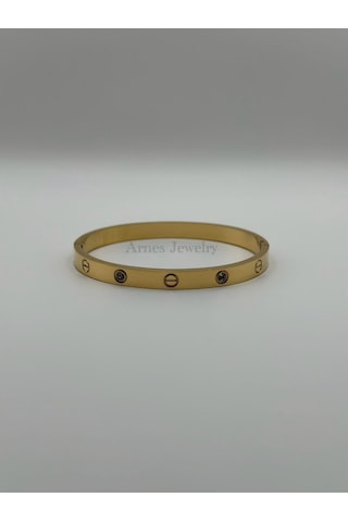 Arnes Jewelry Çelik Kelepçe Bileklik Ar83 Gold