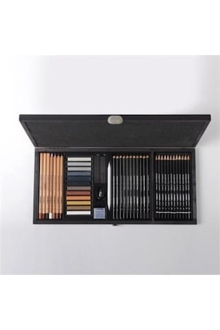 Lyra Drawing 47 Parça Ahşap Kutulu Eskiz Çizim Seti / L2054001 Çok Renkli